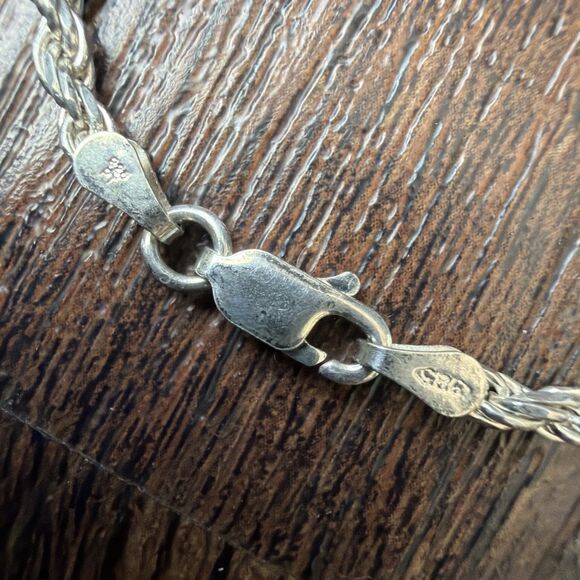 Vintage 925 Sterling Silver Rope Necklace 30" 2.5mm 21g Lobster Closure Italy - Picture 8 of 10